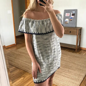 dRA Anthropologie Bohemian Crochet Off-the-Shoulder Mini Dress Women's Small